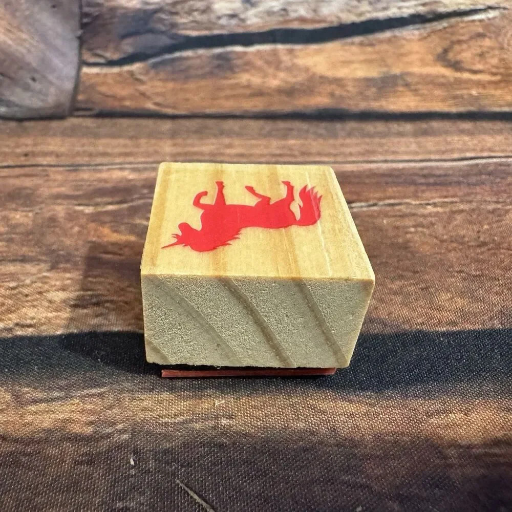 Unicorn Silhouette Mini Wood Rubber Stamp Small Magical Mythical Fantasy Scrap